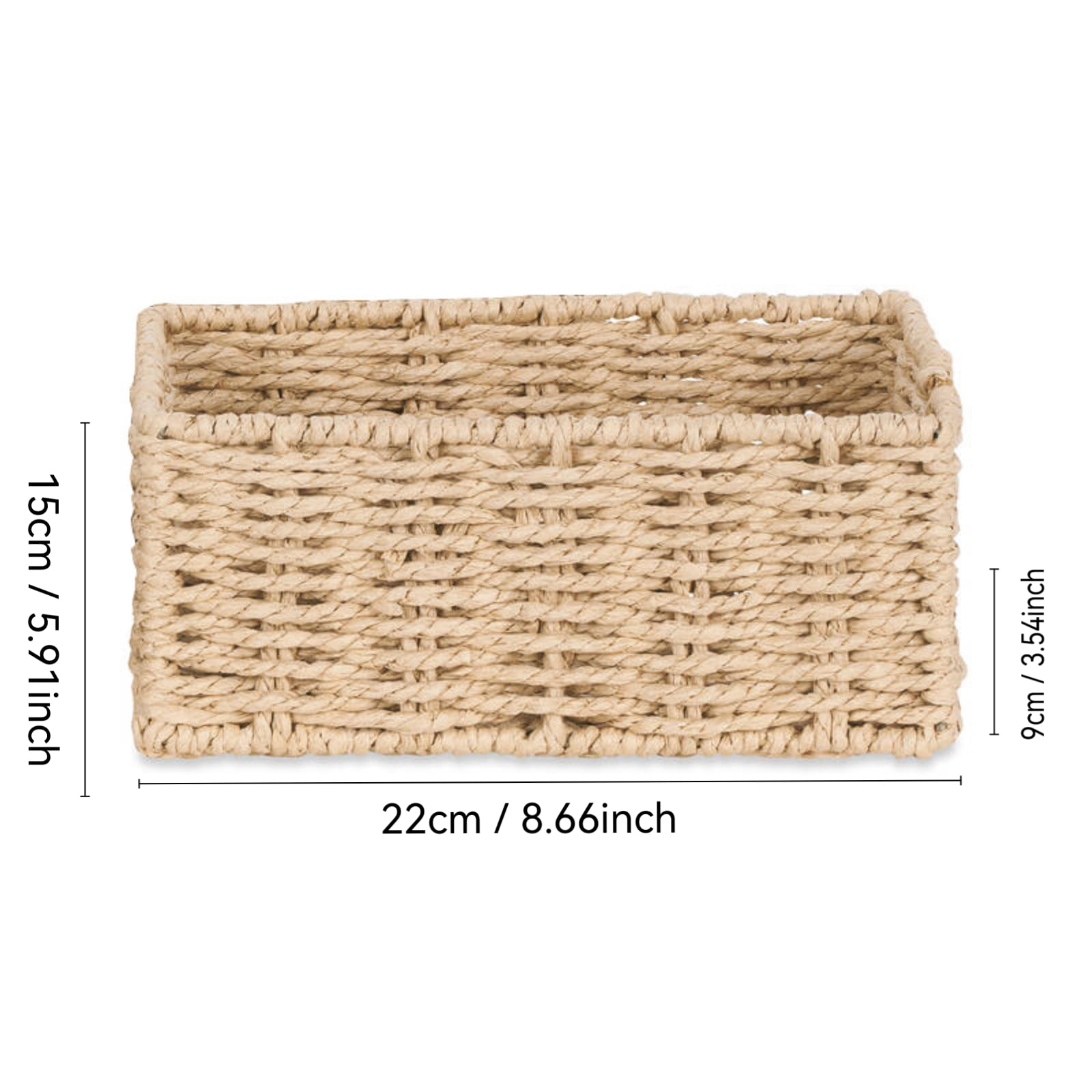 Rattan Storage Basket Lid Paper Rope Desktop Organizer Wicker Basket for Bedroom Sundries Organizer Stylish Woven Box