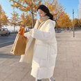 thumbnail image 3 of Chaqueta de algodón de plumón de tamaño mediano a largo para mujer, chaqueta de algodón holgada y gruesa con capucha y bolsillo grande, 3 of 5