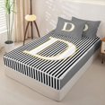 thumbnail image 2 of Homewish Initial D Letter Zipper Full Size Comforter Sets with Fitted Sheet and 2 Pillowcases for Kids, Abstract Lines Zipper Bedding Set, Black Reversible, 4-Piece, 2 of 6