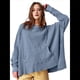 thumbnail image 1 of Sudadera con Capucha Extragrande para Mujer, Jersey con Mangas Murciélago y Cuello Redondo, Jersey con Diseño de Gofre Azul M, 1 of 9