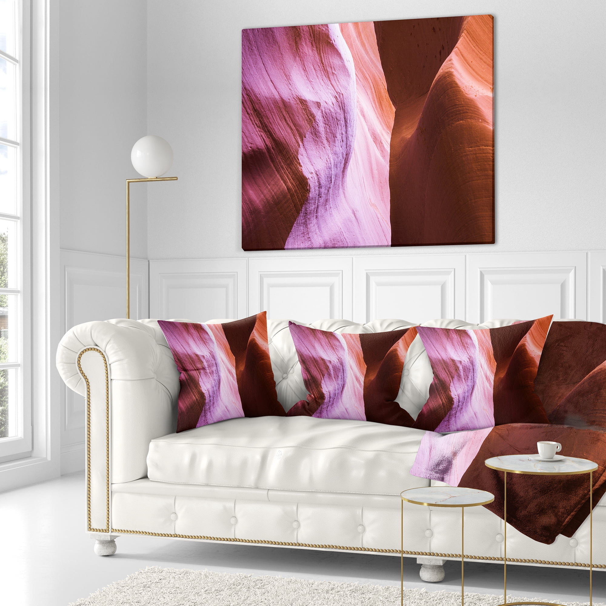 Designart Purple Shade in Antelope Canyon - Landscape Photography Throw Pillow - 16x16