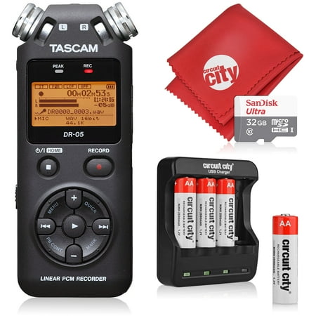 Handheld Digital Depth Finder Tascam DR-05 Portable Handheld Digital Audio Recorder with Basic Accessory Bundle - (Black) ()