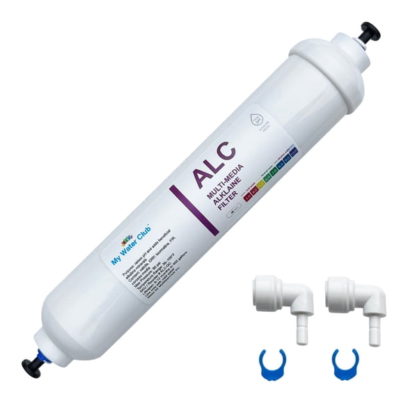 Alkaline Inline Water Filter – Raises pH to 8.4–9.3, 1/4" & 3/8" Quick Connect – Enhances Taste, Adds Minerals – Final Stage RO Filter