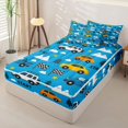 thumbnail image 2 of Castle Fairy Playful Race Car Zipper Full Size Comforter Sets with Fitted Sheet and 2 Pillowcases,Checkered Flag Zipper Bedding Set for Bedroom,Bright Blue,4pcs,Reversible, 2 of 6