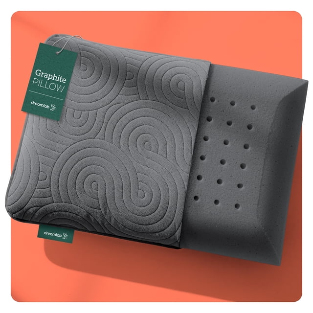 Dreamlab Almohada Graphite Pillow | Almohada de Memory Foam con Carbón | Hipoalergénica, Antibacterial, Soporte, Certificaciones | Firmeza: Firme Medio | Tamaño Estándar (60 cm x 40 cm x 10 cm)