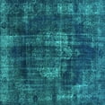 thumbnail image 1 of Ahgly Company Machine Washable Indoor Square Oriental Turquoise Blue Industrial Area Rugs, 4' Square, 1 of 4