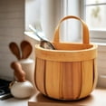 thumbnail image 4 of Round Hanging Wooden Storage Basket with Curved Handle Small Capacity Organizer for Spices Accessories Sundries Kitchen Bathroom and Office,Yellow, 4 of 5