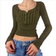 thumbnail image 1 of Blusa de Larga con Estampado de Hadas Grunge para Mujer, Estilo Otoño Y2k, con Cuello Cuadrado y Encaje, Estilo Vintage, Estilo Entallado. Verde M, 1 of 7