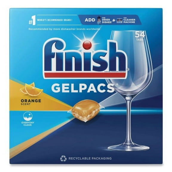 FINISH Dish Detergent Gelpacs, Orange Scent, 54/Box, 4 Boxes/Carton