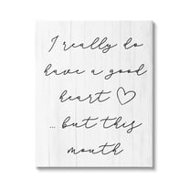 Stupell Good Heart But This Mouth Humor Inspirational Painting Gallery Wrapped Canvas Print Wall Art