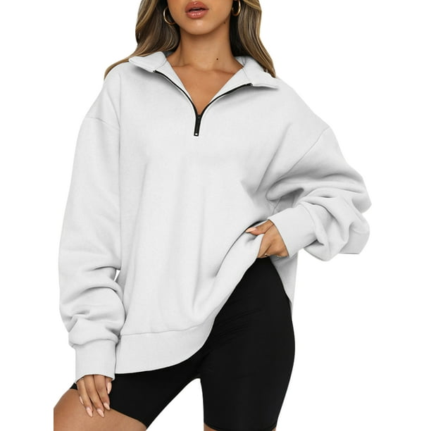 Bellella Women Loose Fit Sweatshirt Solid Color Long Sleeve Pullover Fall  Sweatshirts White XL
