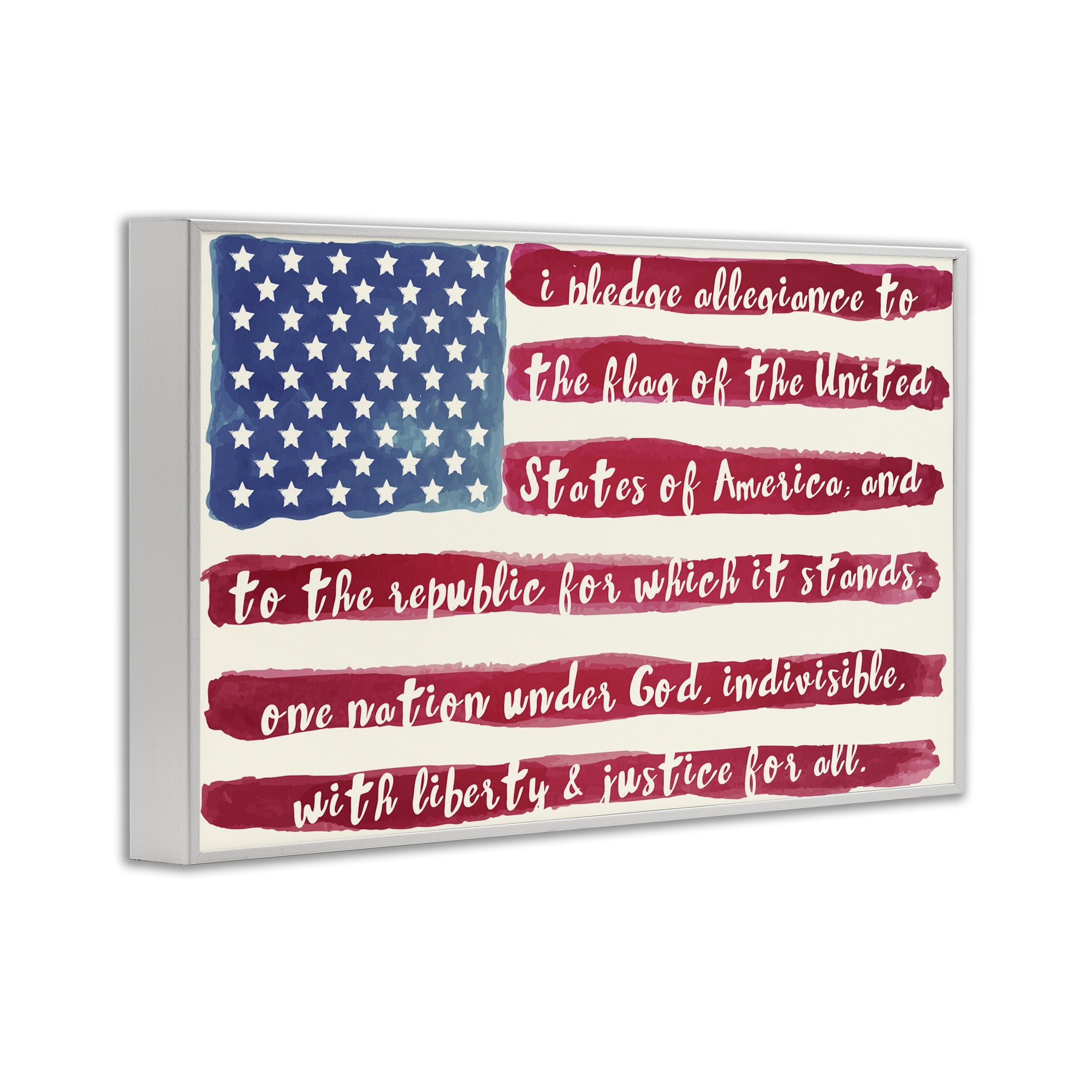 Stupell Industries Pledge Of Allegiance Flag Stripes White Framed Giclee Art, design by Sophie 6