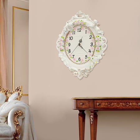 White Ellipse European Style Wall Clock 12.8*2.8*16.3in for Decoration Lower Noise 2kg/4.41lbs