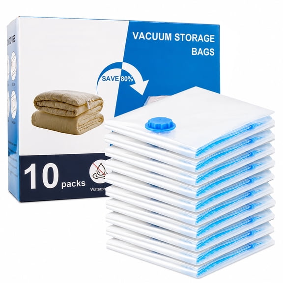 Vacuum Storage Bags β 10 Pack Space Saver Compression Bags with Seal for Clothes, Bedding, Comforters and Pillows