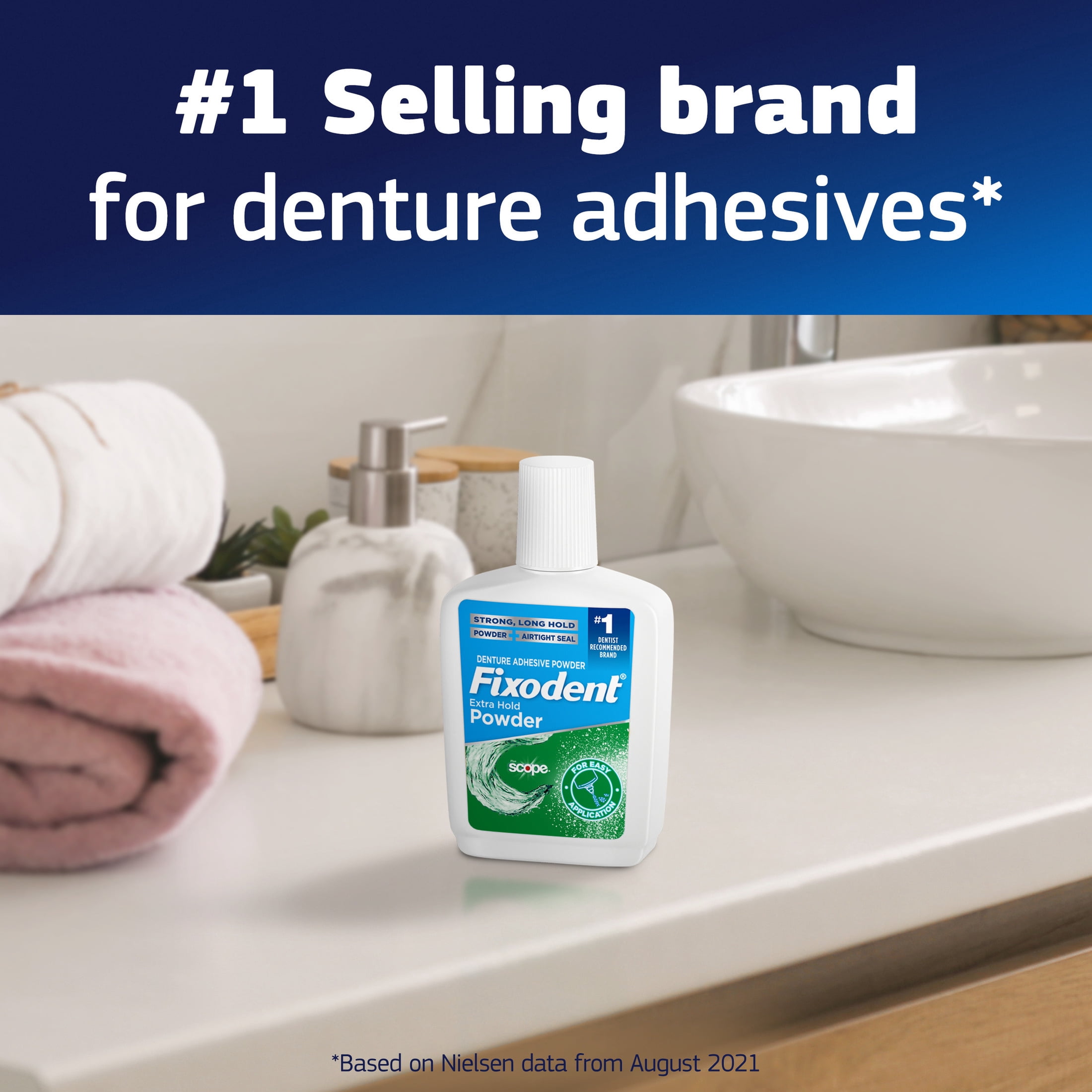 Fixodent Extra Hold Plus Scope Denture Powder Adhesive 1.6oz