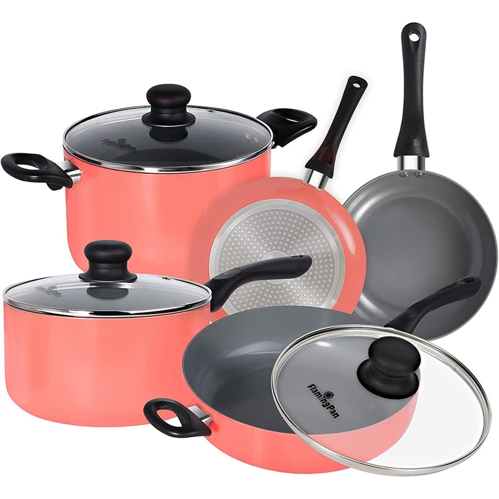 8Piece Nonstick Cookware Set,Ceramic Coated Cookware,Dishwasher Safe