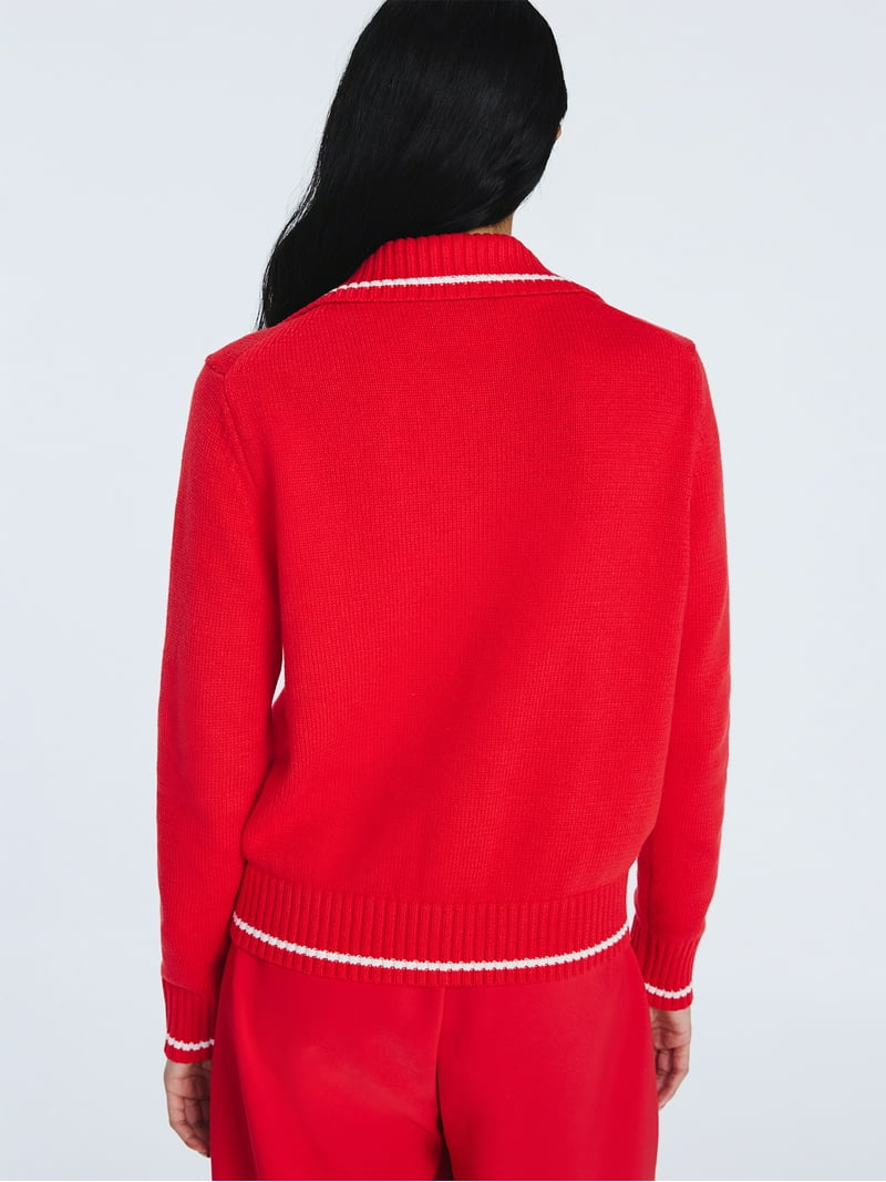 Free Assembly Women's Zip Front Sweater with Long Sleeves
