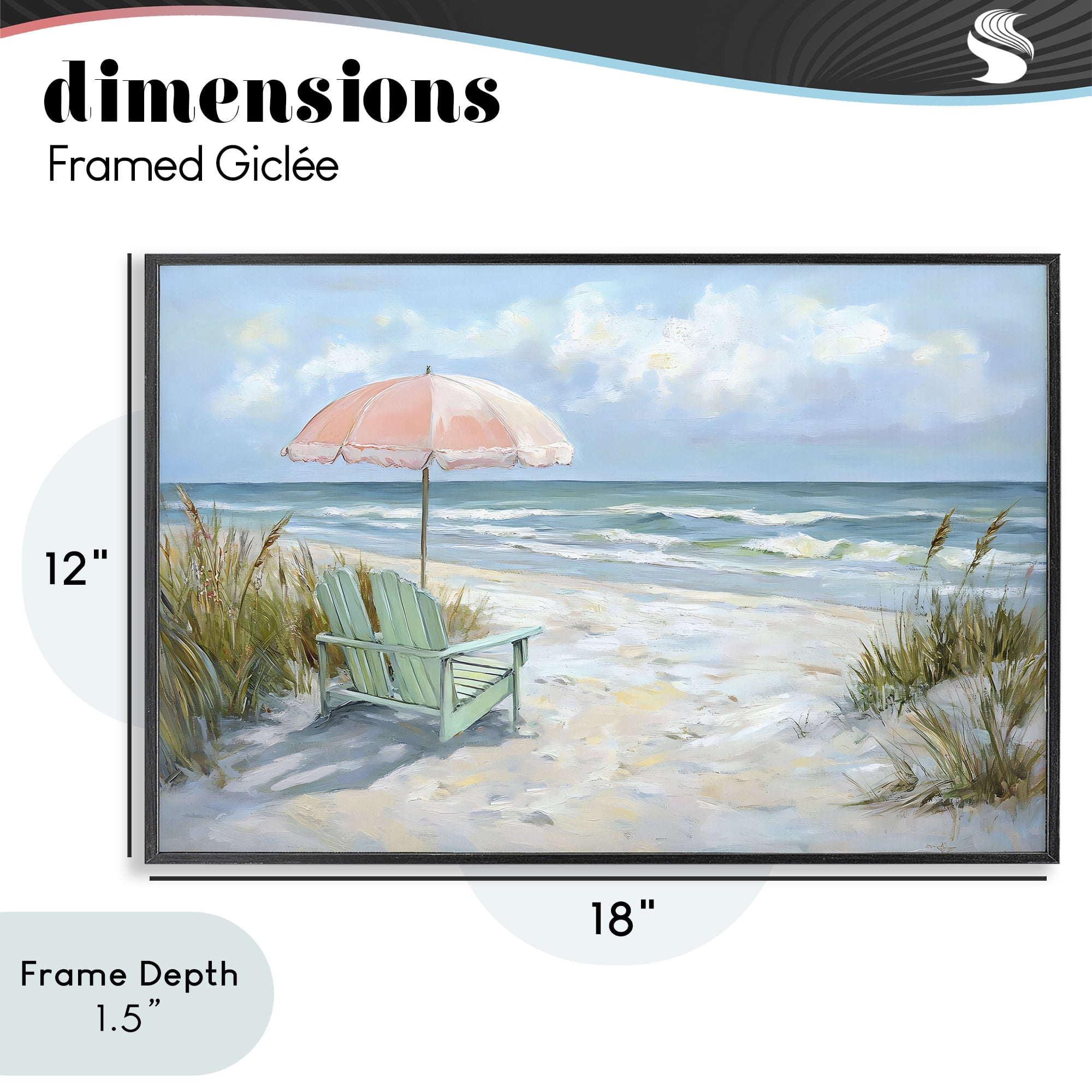 Stupell Industries Seaside Chair & Pink Umbrella Black Framed Giclee Art, design by Creative Studio