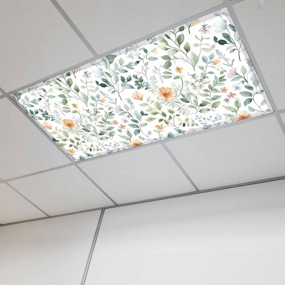 Colorful Flowers Magnetic Fluorescent Light Covers for Ceiling Lights 2x4 Feet, Farmhouse Botanical Floral Herbs Office Classroom Kitchen Drop Ceiling Light Covers Lighting Filters Shade Panel 1 Pack