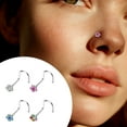 thumbnail image 5 of Nose Screw with Multi-Color Gem Paved Flower 18 Gauge 6mm, 5 of 8
