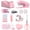 Pink, variant on sixwipe 13-in-1 Teal Office Supplies Set & Desk Organizer Kit, Premium Stapler, Tape Dispenser, 1000 Staples, Scissors, Paper/Binder Clips, Ruler, Tabs, Stationery Starter Pack
