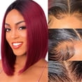 thumbnail image 6 of Short Bob Human Hair Wig for Women,Straight 4x4 Lace Front Wigs Human Hair Pre Plucked T Part Lace Wigs Remy Hair, 6 of 7