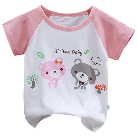 Ymyiu Tshirt Kids Boys Shirt Toddler Girls T-Shirts for Kids Short Sleeve Tops Tee 6-8 Months (Pink 6-8 Months)