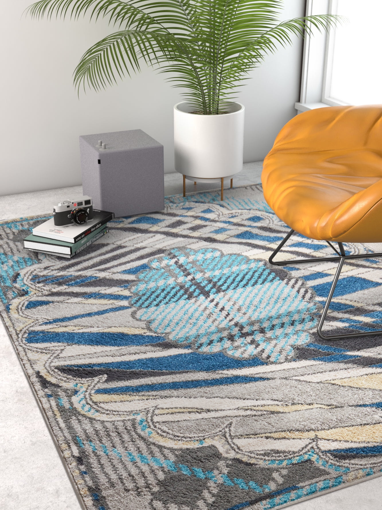 Well Woven Vettore Abstract Area Rugs, Blue