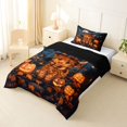 thumbnail image 2 of Manfei Cute Highland Cow Print Twin Comforter Sets for Kids, Halloween Pumpkin Witch Hat Art Bedding Set, Black Reversible, 2-Piece, 1 Comforter and 1 Pillowcase, 2 of 6