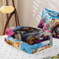 thumbnail image 5 of Erosebridal Cute Cat Zipper Full Size Comforter Sets with Fitted Sheet and 2 Pillowcases, Cartoon Flower Zipper Bedding Set, Reversible, Sky Blue Magenta, Reversible, 5 of 7