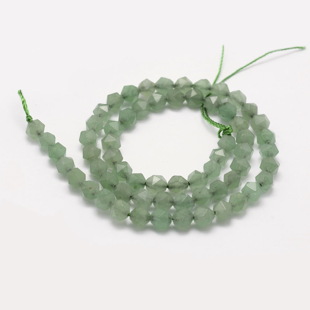 3Strand Natural Green Aventurine Beads Strands Star Cut Round Beads Faceted 5.5~6mm Hole: 1mm about 63~68pcs/strand 15.3~15.5 inch(39~39.5cm)