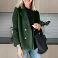 thumbnail image 4 of ASDFVBKG Women's Winter Loose Fit Wool Coat Comfortable Notched Collar Patchwork Spliced Knit Long Sleeve Double Breasted Peacoat Button Fashion Winter Blazer Jacket Outerwear Green XL, 4 of 4