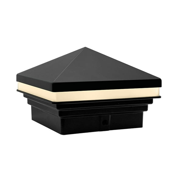 GKOplus Low Voltage Pyramid Post Cap Light, 9-15V AC/DC 3W IP65 Outdoor Deck Lighting, 2700K LED Fence Cap Light for 3.5x3.5 4x4 Wood or Vinyl Posts, Solid Die-cast Aluminum Housing, Black