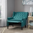 thumbnail image 2 of Modern Wing Back Accent Chair, Oversize Recliner with Tufted Design and Handcrafted Nailhead Trim, Comfortable Wide Seat Upholstered Armchair for Living Room, Bedroom, Study and Office (Teal), 2 of 9