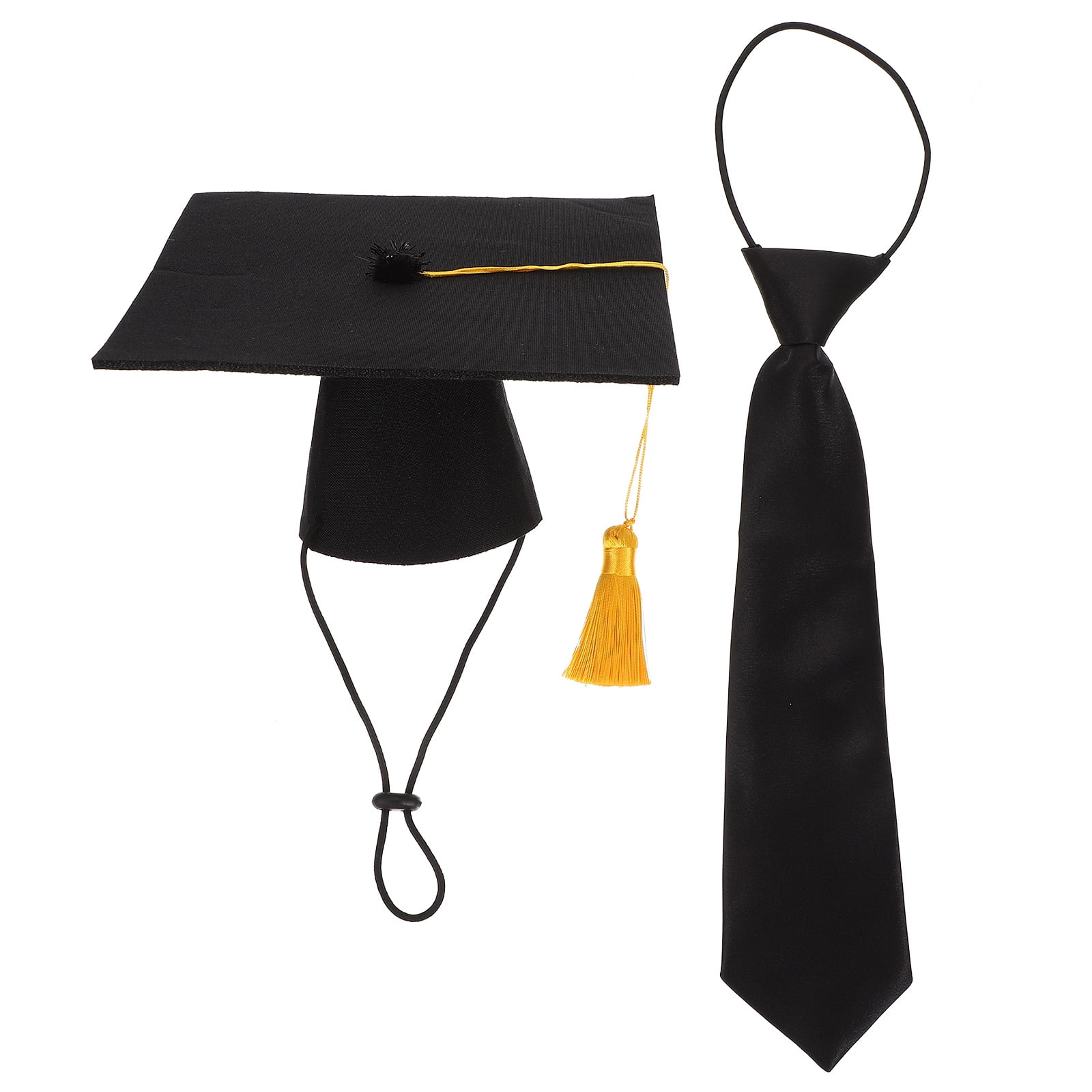 OULII Black Pet Graduation Costume Dog Graduation Outfit Garment Decoration Accessory for Photos Parties Ceremony 1 Set