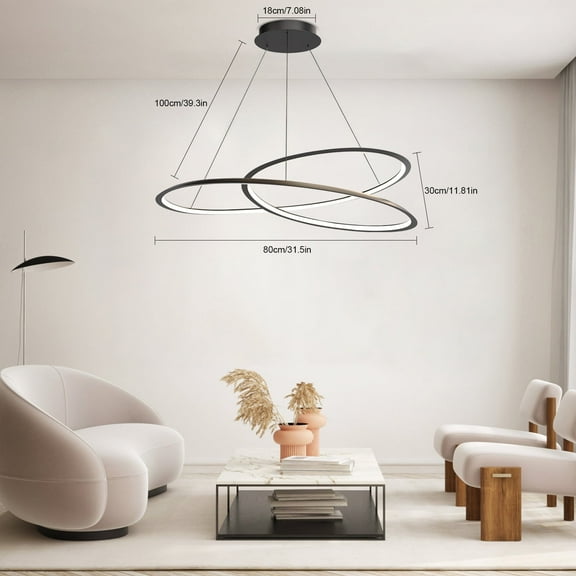 Metal Geometric Line Pendant LED Light Chandelier Adjustable Wire Length Lamp With Remote Control
