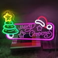 thumbnail image 5 of Letrero de neón para decoración de ambiente navideño con luces luminosas para eventos festivos, árbol de Navidad de Papá Noel, muñeco de nieve, 5 of 5