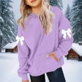 thumbnail image 4 of Cute Bow Long Sleeve Hoodies for Girls Oversized Preppy Pullover Tops Trendy Hooded Sweatshirts New Girls' Fashion Sweatshirts Purple 120, 4 of 5