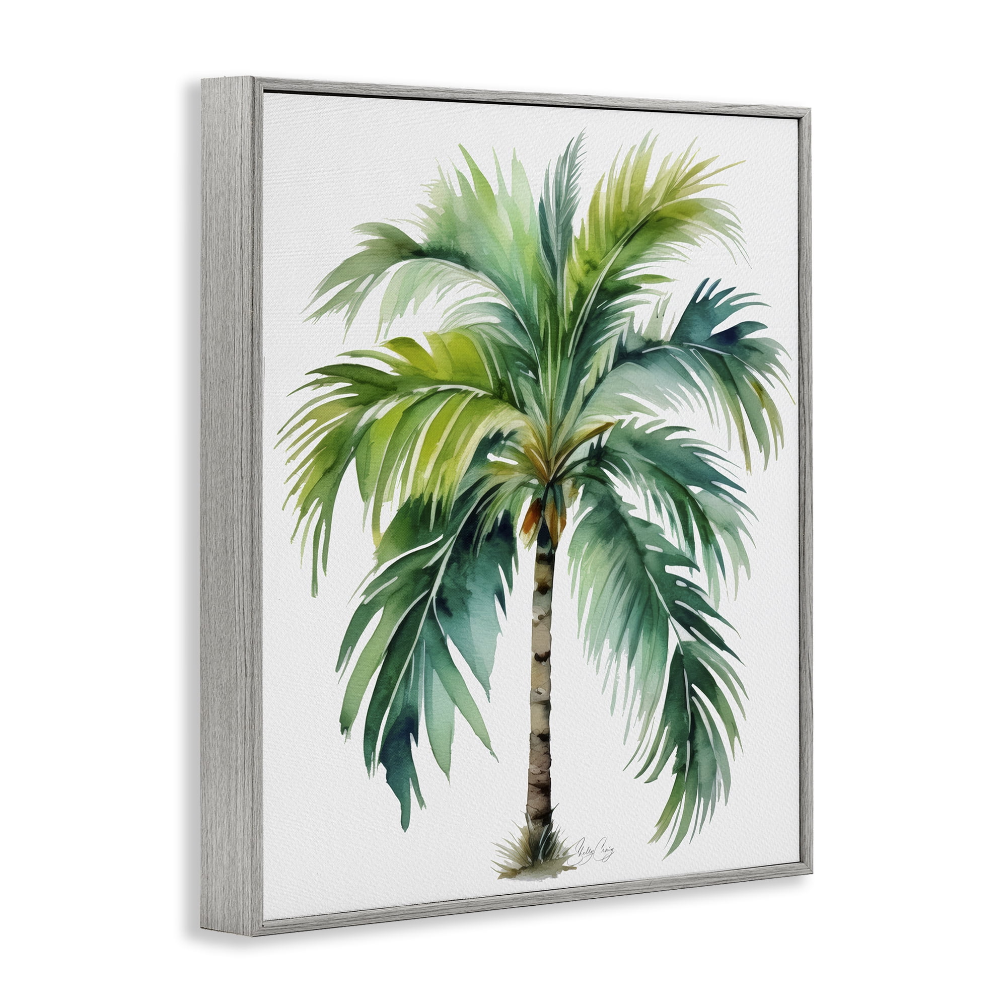 Stupell Industries Lagoon Majesty Palm Gray Framed Giclee Art, design by Shelly Craig
