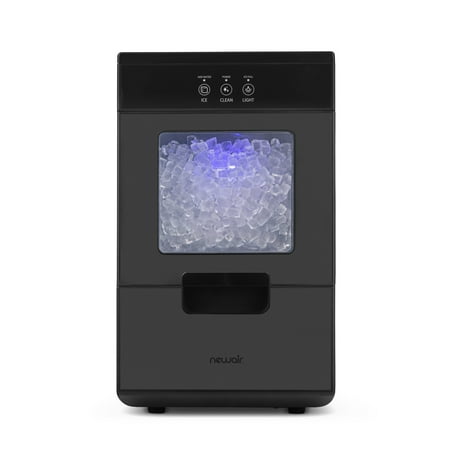 NewAir - 44lb. Nugget Countertop Ice Maker with Self-Cleaning Function - Black Stainless Steel