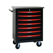 6 Drawers Multifunctional Tool Cart with Wheels,Metal Rolling Tool Cart Storage for Garage Workshop Warehouse Repair Shop--With Stainless Steel Roof- Red&Black