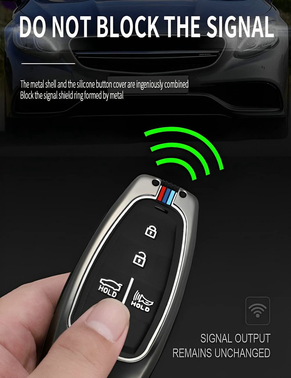 for Hyundai Key Fob Cover Case Metal Smart Key Holder Protector Compatible for Tucson Santa fe Sonata 2020-2024  5 Button