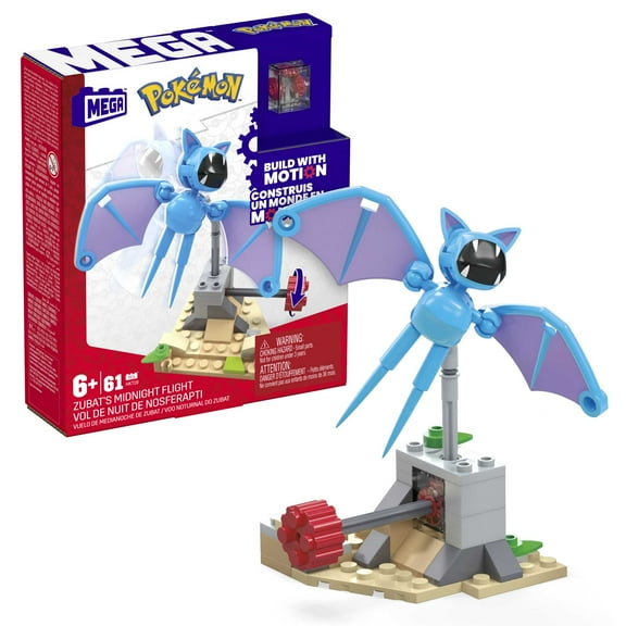 MEGA Pokemon Building Toy Kit Zubat's Midnight Flight (61 Pieces) for Kids