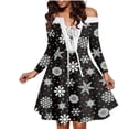 thumbnail image 4 of Summer Dresses For Women 2023 Long Sleeve Off-The-Shoulder Knee-High Dress Women Casual Christmas Print Long Sleeve Off Shoulder Knee Dress For Party Mini Dress, 4 of 5