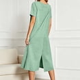 thumbnail image 2 of Jane Wardrobe Women’S Round Neck Short Sleeve Knit Midi Dress, Back Split Loose Fit Casual Nightgown, Soft Polyester Summer Home Wear Sleepwear Loungewear, 1 Piece, Sizes S Through XXL, 2 of 6