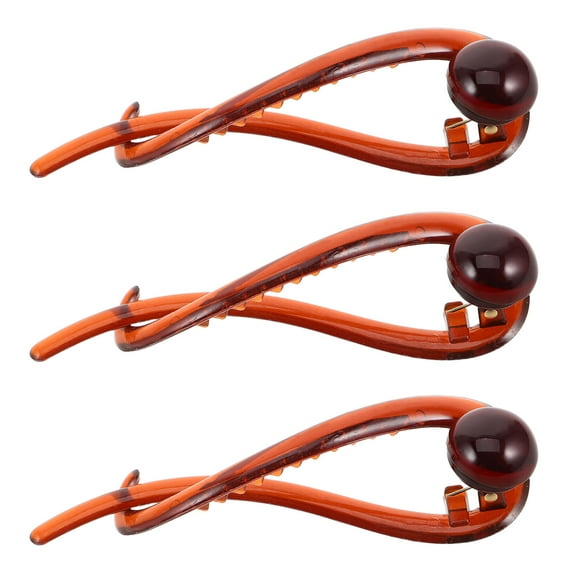 PAMINGONO Plastic Barrettes For Women Daily Wear Light Brown 3Pcs