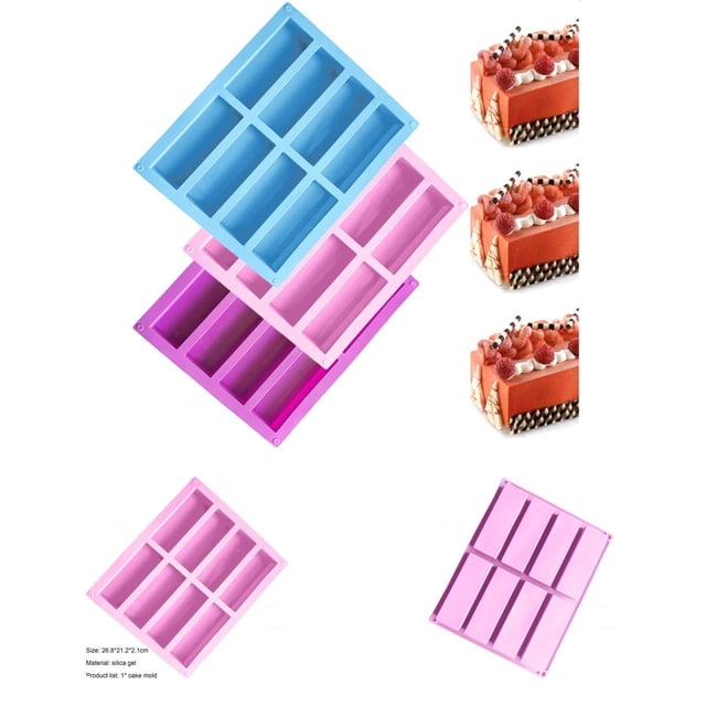 Cake Mold Non-sticky Fast Demoulding DIY 8 Cavity Rectangle Silicone Handmade Soap Mould for Kitchen