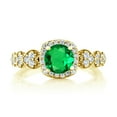 thumbnail image 4 of Gem Stone King 18K Yellow Gold Plated Silver Green Simulated Emerald Women Engagement Ring (1.09 Cttw, Round 6MM, Available in Size 5, 6, 7, 8, 9), 4 of 6