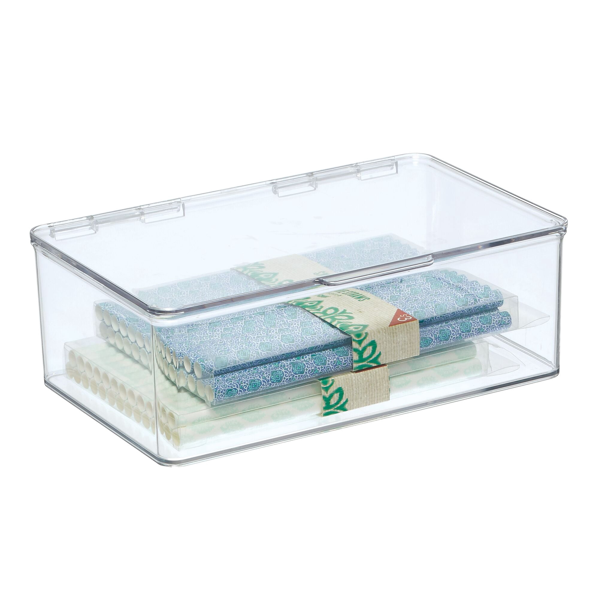 mDesign Plastic Kitchen/Fridge Storage Organizer Box - Hinge Lid, 8 Pack, Clear