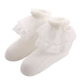 thumbnail image 4 of Calcetines de encaje Jumpingount para niña 2 capas tobilleros con volantes calentador de pies algodón Beige 9-12 años, 4 of 6